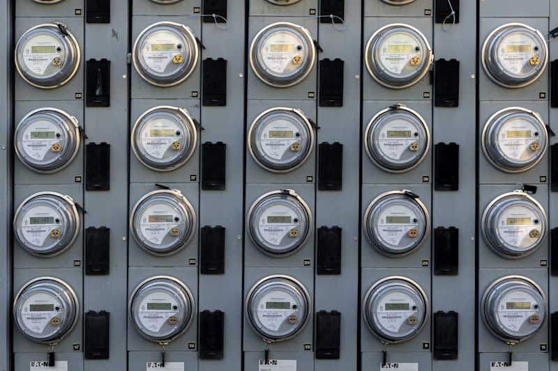 Electric meters reading the energy consumption